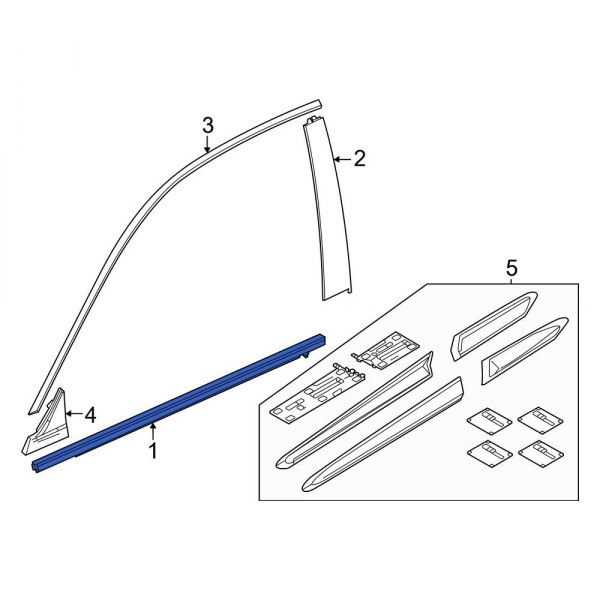 Honda OE 724503W0A01 Front Left Door Belt Molding