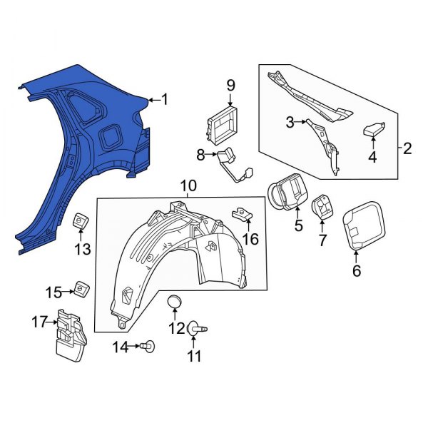 Honda OE 046363W0A00ZZ Rear Right Quarter Panel