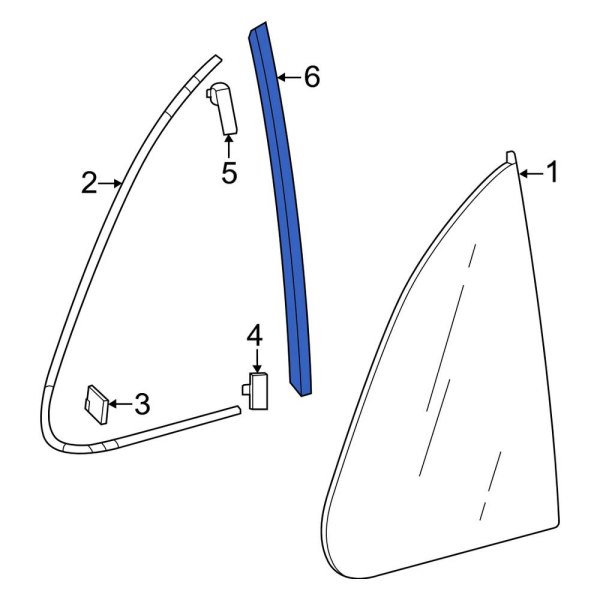 Honda OE 738103W0A01 Front Right Quarter Glass Seal