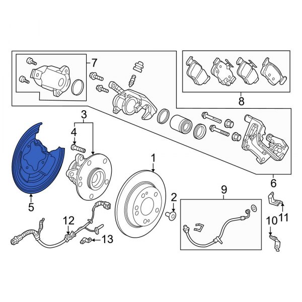 Honda OE 432533W0A00 Rear Brake Dust Shield