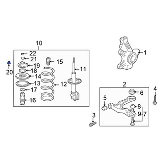 Honda OE - Rear Suspension Strut Mount Nut
