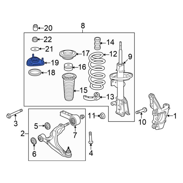 Honda OE 51920SZAA02 Front Suspension Strut Mount