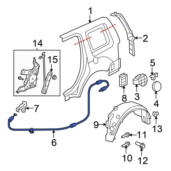 Honda OE 74411SZAA02 - Rear Fuel Filler Door Release Cable