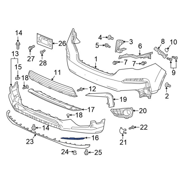 Honda Oe tg7a50 Front Right Bumper Cover Spacer Panel