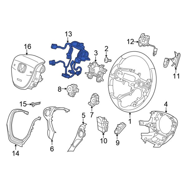 Honda OE 77901TG7A20 Front Steering Wheel Wiring Harness
