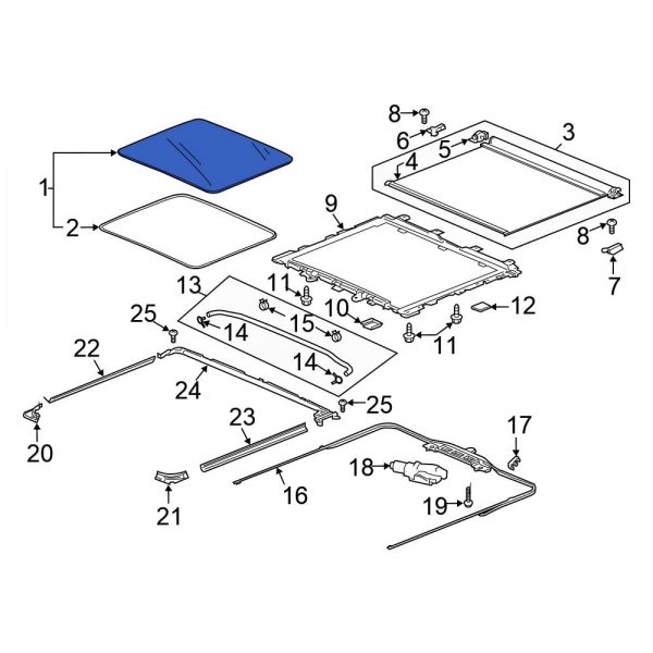 Honda OE 73600TG7A01 Rear Sunroof Glass