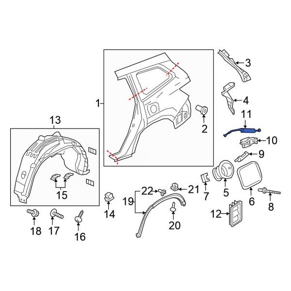 Honda OE 74411TG7A01 Rear Fuel Filler Door Release Cable