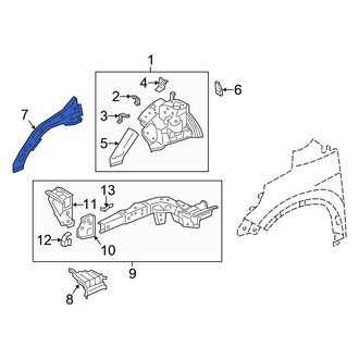 Honda OE - Front Right Fender Rail