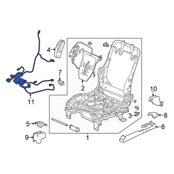 Honda OE 81606T0GL91 Front Left Power Seat Wiring Harness