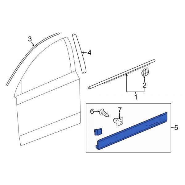 Honda OE 75312T0AA01 Front Right Lower Door Molding