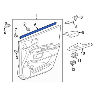 Honda OE - Front Right Inner Door Window Belt Weatherstrip