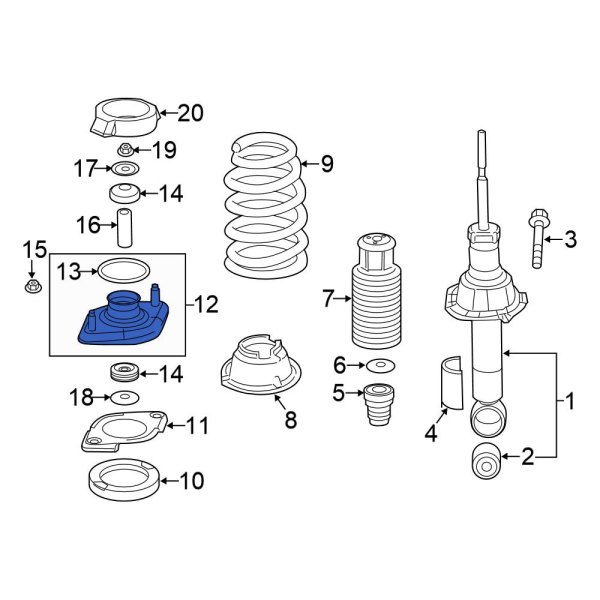 Honda OE 51920T1GE01 Front Suspension Strut Mount