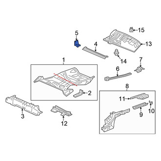 Honda OE - Rear Left Floor Pan Crossmember Bracket