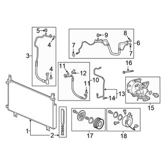 Honda OE - Air Conditioner & Heater - Condenser, Compressor & Lines (EX / EX-L / LX / Special Edition / Touring)