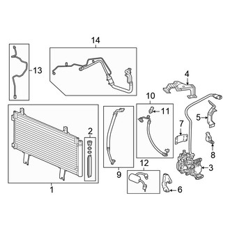 Honda OE - Air Conditioner & Heater - Condenser, Compressor & Lines (Hybrid EX / Hybrid EX-L / Hybrid LX / Hybrid Touring)
