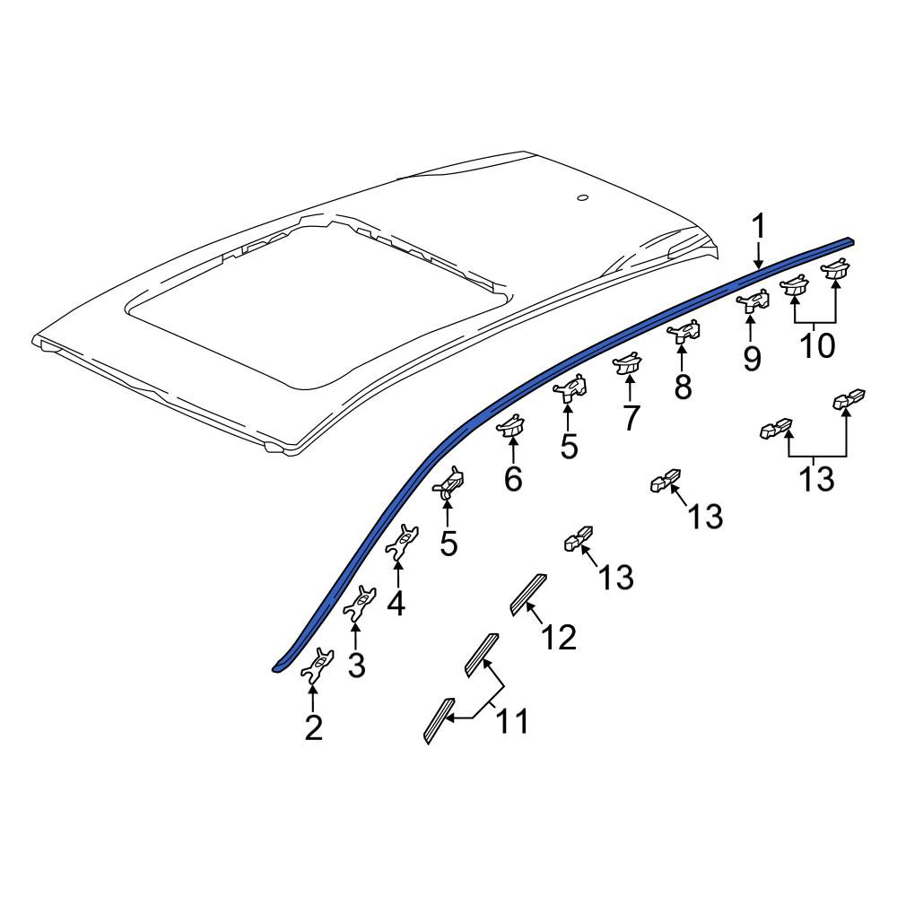 Honda OE 73163TLAA01 - Left Roof Drip Molding