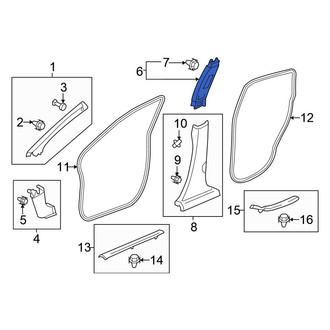 Honda OE - Left Upper Door Pillar Post Trim Set