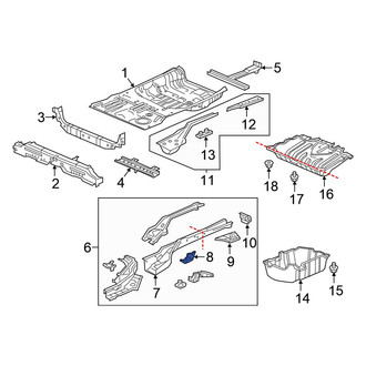 Honda OE - Right Floor Pan Crossmember Bracket