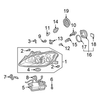 Honda OE - Front Lamps - Headlamp Components
