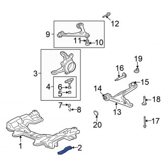 Honda OE - Front Left Suspension Subframe Crossmember Brace