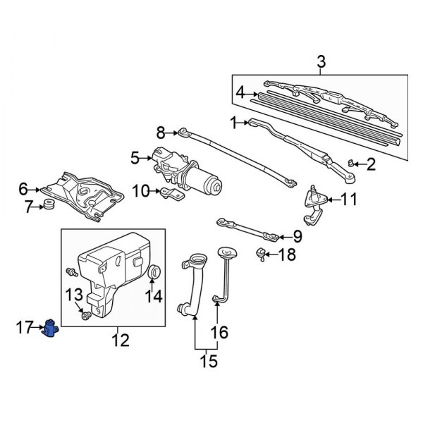 Honda OE 76806SL0E11 Windshield Washer Pump