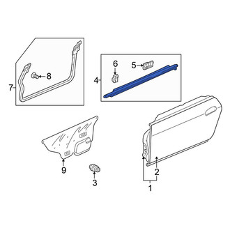 Honda OE - Front Left Door Window Belt Weatherstrip