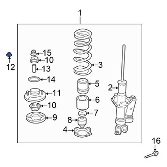 Honda OE - Rear Suspension Strut Mount Nut