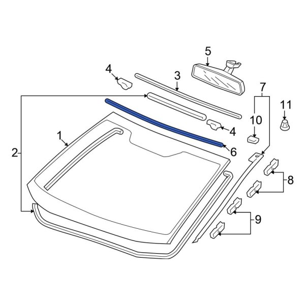 Honda OE 73150SWA003 Front Upper Windshield Molding