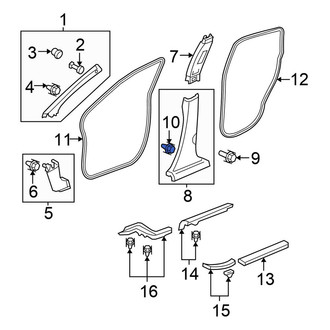 Honda OE - Center Upper Body B-Pillar Trim Panel Clip