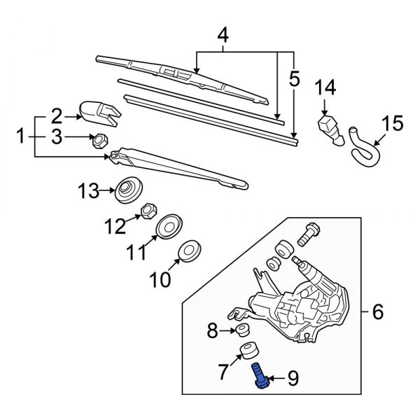 Back Glass Wiper Motor Cover Bolt