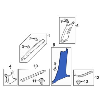 Honda OE - Left Lower Door Pillar Post Trim Set