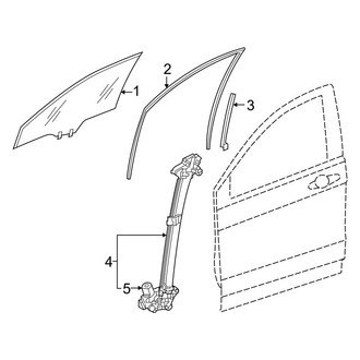 Honda OE - Front Door - Glass & Hardware (EX / EX-L / Hybrid Sport / Hybrid Sport-L / LX)