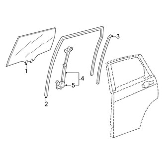 Honda OE - Rear Door - Glass & Hardware (EX / EX-L / Hybrid Sport / Hybrid Sport-L / LX)