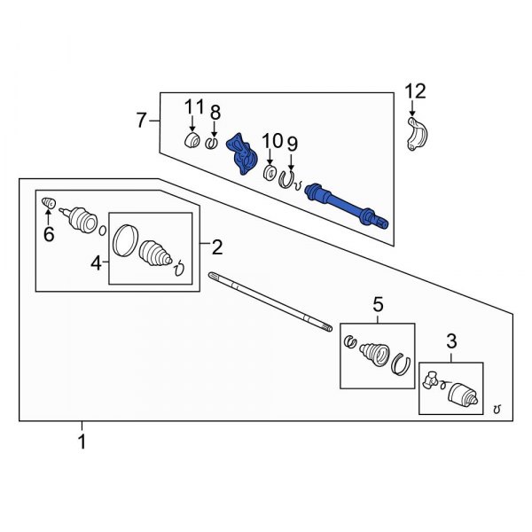 Honda OE 44500SJCA00 Front CV Intermediate Shaft