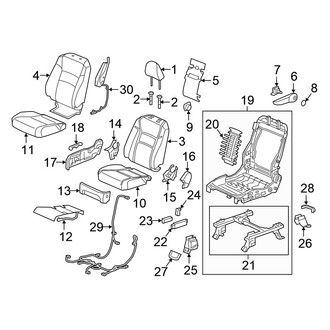 Honda OE - Seats & Tracks - Passenger Seat Components (With Power)