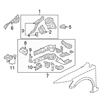 Honda OE - Fender - Structural Components & Rails (1.3L)