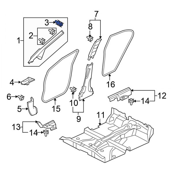 Body A-Pillar Trim Panel Clip