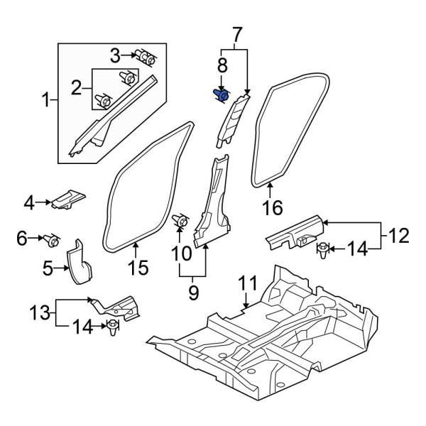 Body B-Pillar Trim Panel Clip