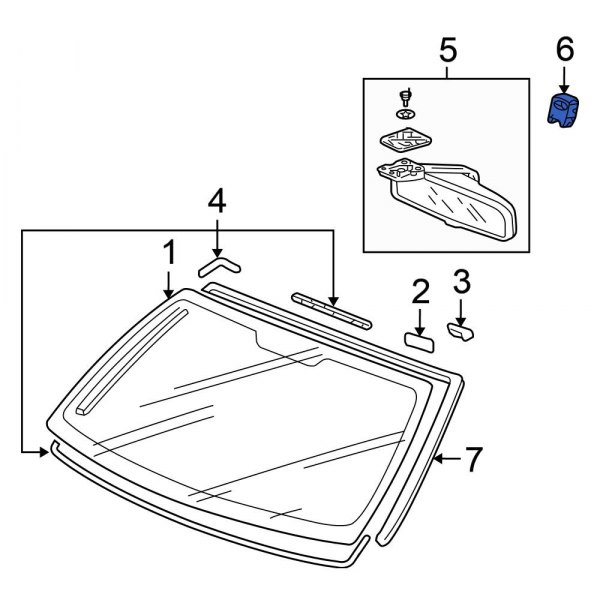 Honda OE 76403SAA000 Front Interior Rear View Mirror Mounting Base