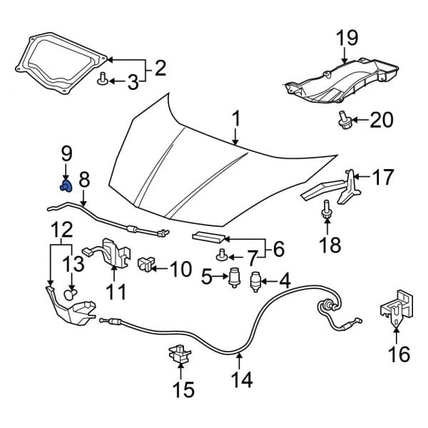 Honda OE 91604S5A003 - Hood Prop Rod Grommet