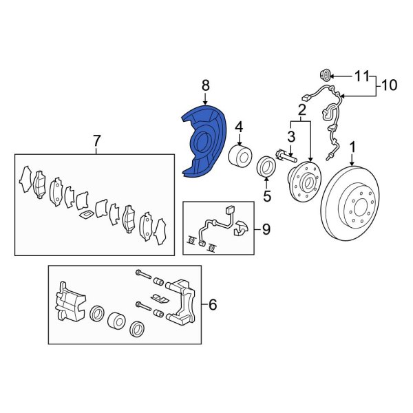 Honda OE 45255T5R000 Front Right Brake Dust Shield