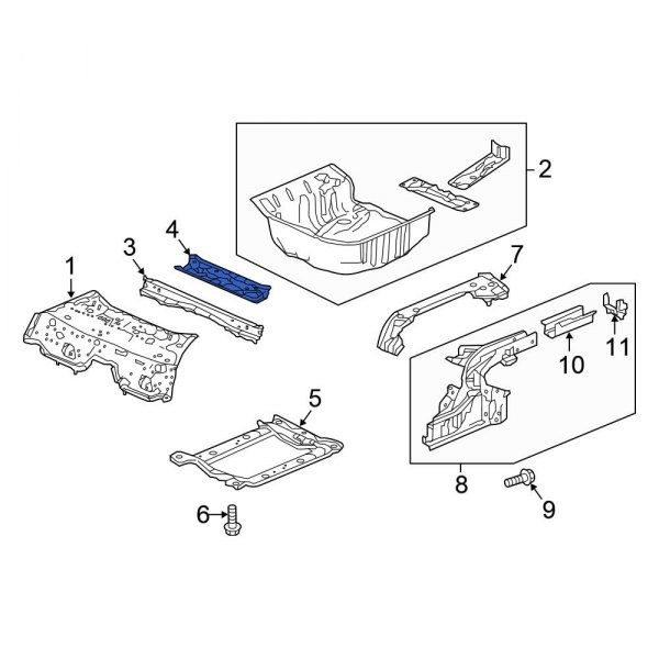 Honda OE 65750T5AG00ZZ - Rear Center Floor Pan Crossmember