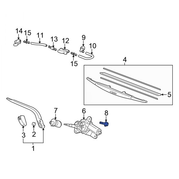 Back Glass Wiper Motor Bolt