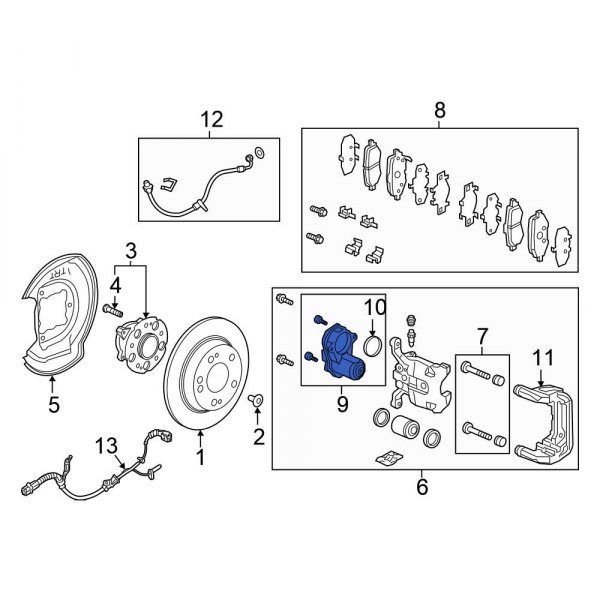 Honda OE 43020TRTA00 Rear Parking Brake Actuator
