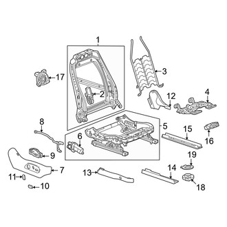 Honda OE - Seats & Tracks - Passenger Seat Components (Frames & Shields, With Power), (Elite / Touring)