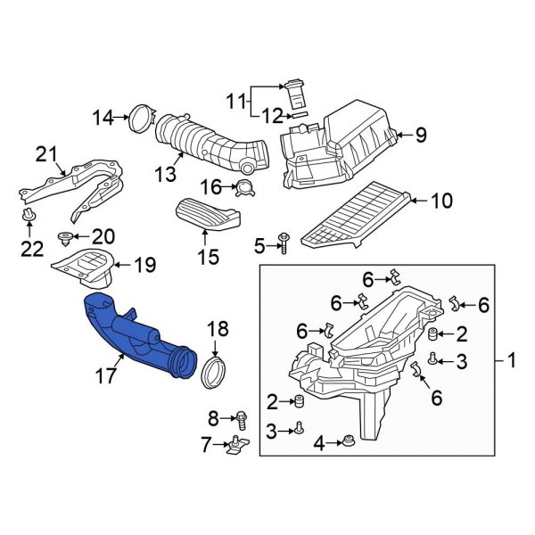 Honda OE 172456L2A02 Front Lower Engine Air Intake Hose