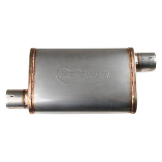 Hooker® - VR304 304 Stainless Steel Oval Silver Exhaust Muffler (2.5" Offset ID, 2.5" Center OD, 14" Length)