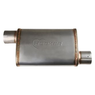 Hooker® - VR304 304 Stainless Steel Oval Silver Exhaust Muffler (3" Offset ID, 3" Offset OD, 14" Length)