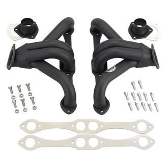 Hooker® - Super Competition™ Steel Black Painted Short Tube Block Hugger Exhaust Headers
