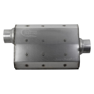 Hooker® - Aero Chamber™ Aluminized Steel Oval Silver Exhaust Muffler (2.25" Offset ID, 2.25" Center OD, 14" Length)